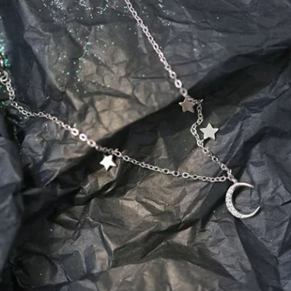 S925 sterling silver crescent moon stars bracelet - Picture 8 of 8